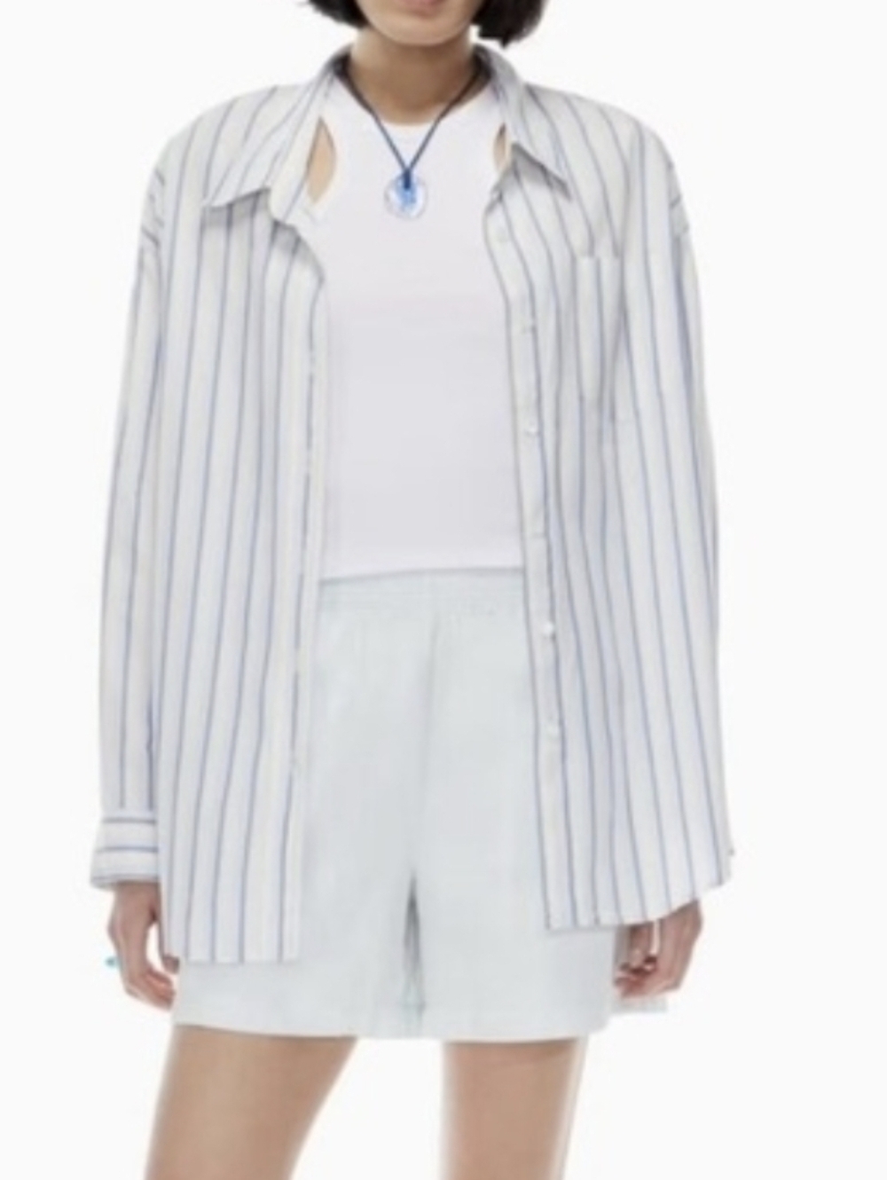 Aritzia Wilfred Free Over Sized Striped Relaxed Shirt Size S